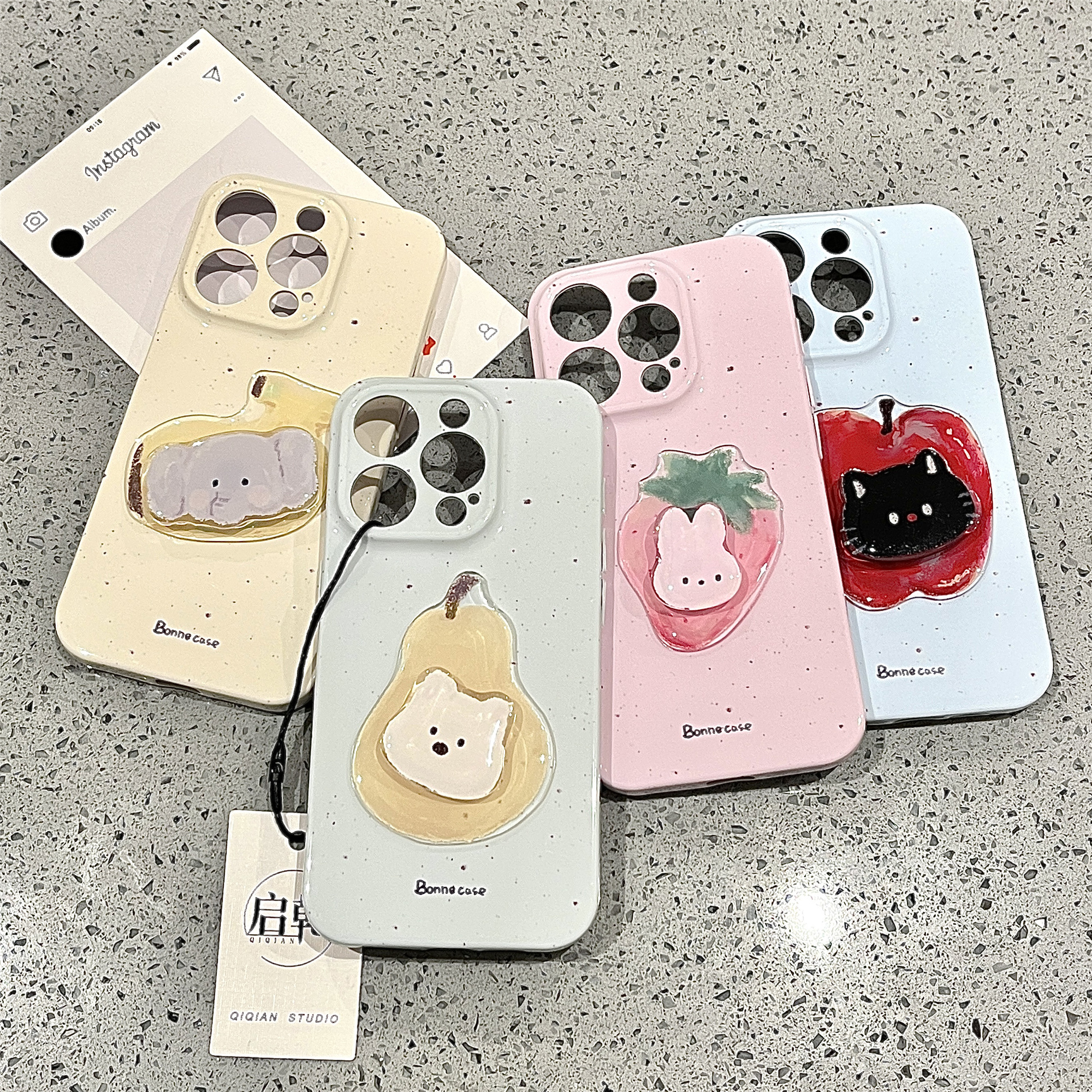 启乾 立体旋转水果小动物iPhone16/15手机壳适用苹果14/13promax菲林软壳12/11少女心可爱卡通新款全包情侣
