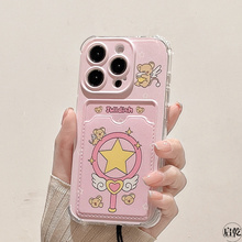 启乾 粉色美少女战士iPhone16/15手机壳适用苹果14/13promax卡包卡套插卡12软壳11少女可爱卡通动漫新款防摔