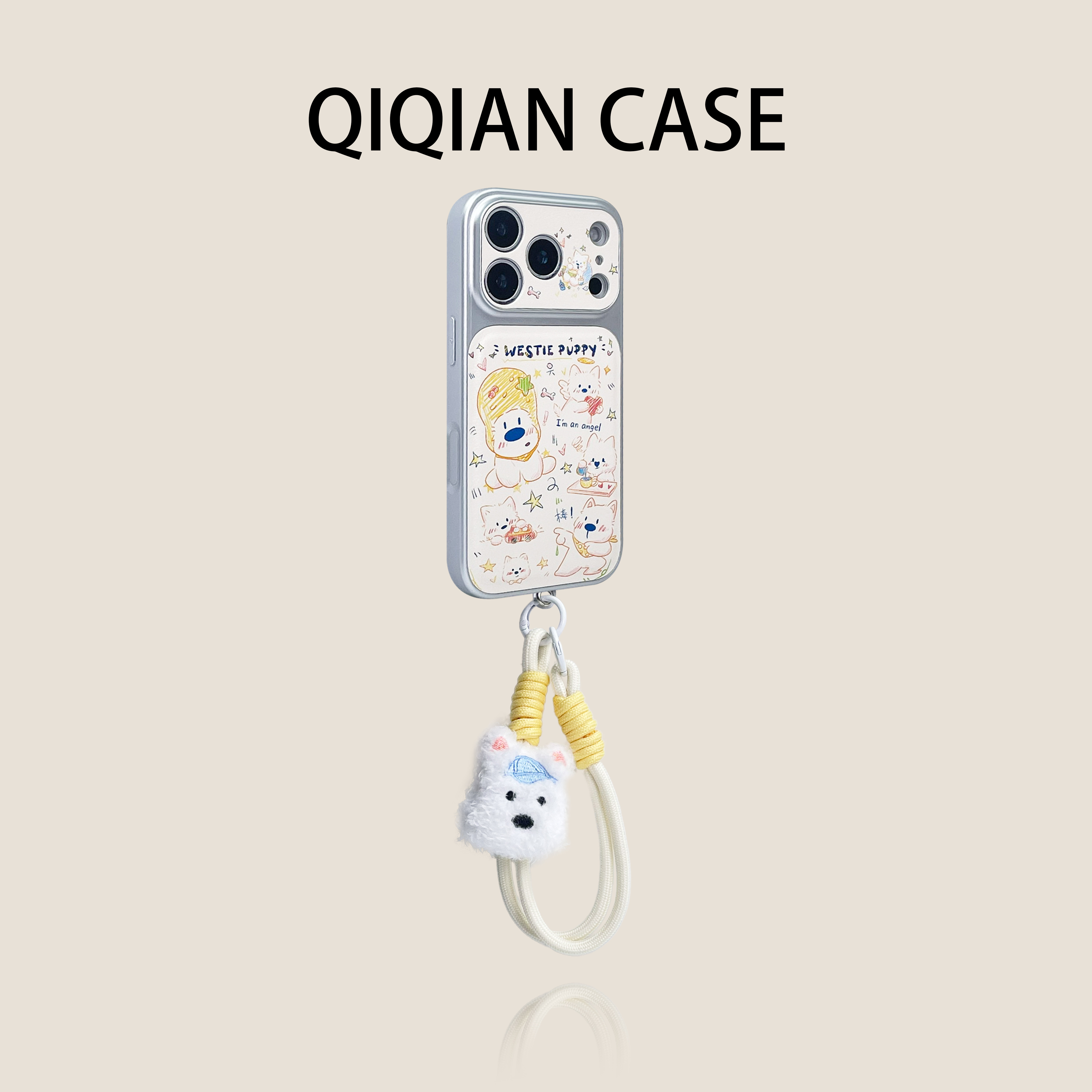 启乾 趣味新款贴皮彩色线条涂鸦西高地腕带iPhone17/16手