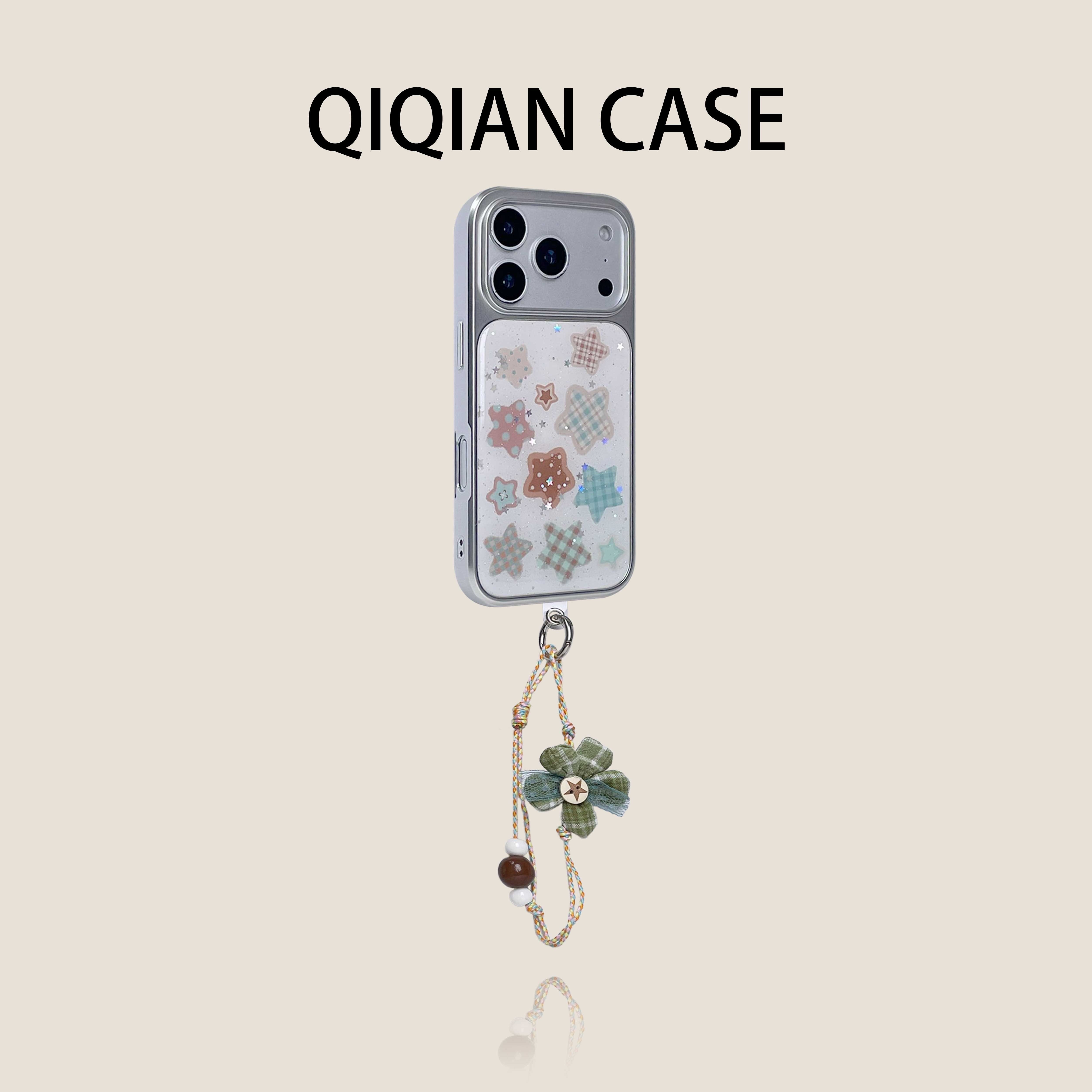 启乾 新款银框闪粉彩色格纹星星腕带iPhone17/16手机壳适用苹果15/14promax电镀硬壳链条挂绳个性时髦ins风,3C数码配件,手机保护套/壳,淘宝优惠券,粉丝福利购,淘宝优惠卷