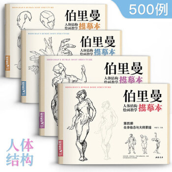 伯里曼人体结构教学描摹本【4册全套】 正版 速写人物结构绘画练习教程教材 杨建飞 人物速写入门基础绘画临摹书 美术艺术手绘教材