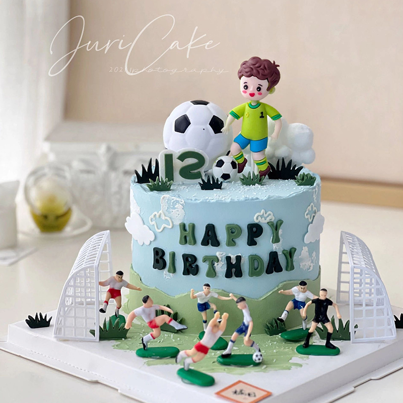 足球小子男孩生日蛋糕装饰摆件