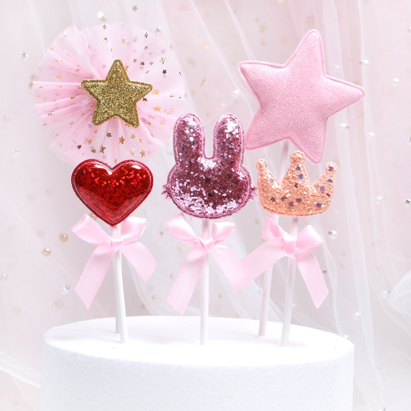 亮片兔五角星爱心蛋糕装饰插件