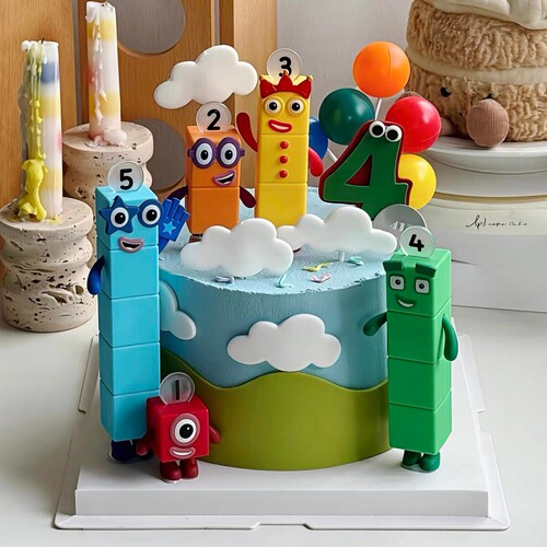 儿童生日数字积木人偶蛋糕装饰