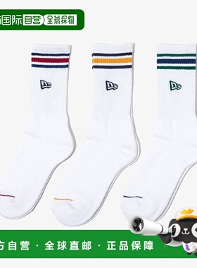韩国直邮NEW ERA [New Era] 条纹圆筒袜 3 件套 蓝色/橙色/红色_1