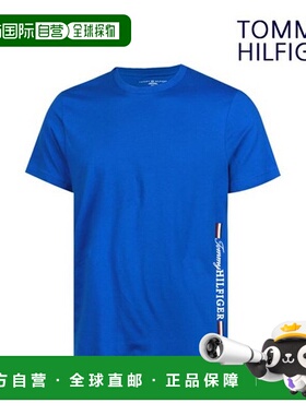 韩国直邮TOMMY HILFIGER 蓝色短袖圆领字母T恤 09T4313-433