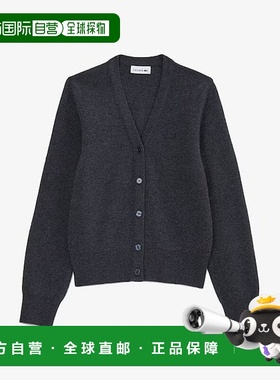 韩国直邮LACOSTE 25FW 女士基本款 V 领开衫 AF209E-55N050（炭灰