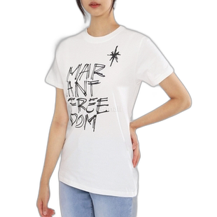 韩国直邮ISABEL MARANT 佐伊琳女士上衣 纯棉 短袖 罗纹圆领 中长