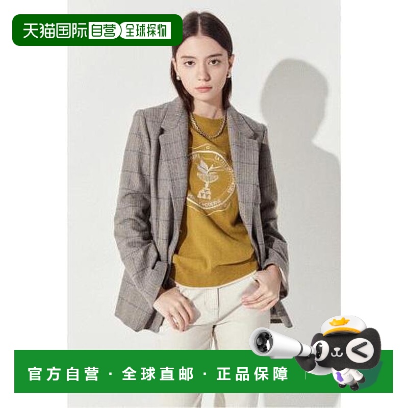 韩国直邮THE IZZAT 女士绣花口袋羊毛格纹夹克 IN2M0JK77SG