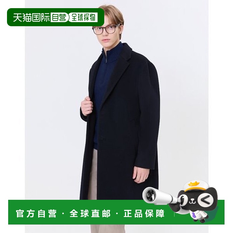 韩国直邮HAZZYS 赫奇斯男士 [Staple] 深蓝色纯羊毛羊绒混纺大衣.
