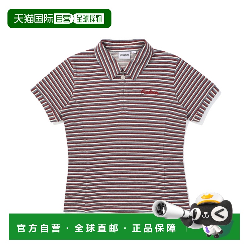韩国直邮MALBON GOLF 女士Polo衫  Striped zip Short Sleeved T-s