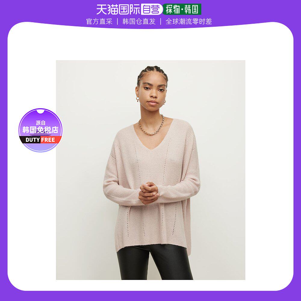 【韩国直邮】allsaints 时尚百搭纯色v领针织衫 淡玫瑰色 s码 505