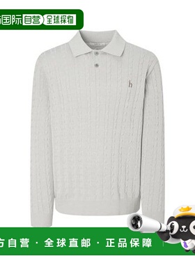 韩国直邮HAZZYS 赫奇斯男士 [Iconic] 灰色凉爽棉质电缆领针织衫