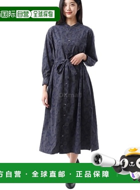 韩国直邮Engineered Garments 镶边领连衣裙 - 海军蓝/灰色棉质装