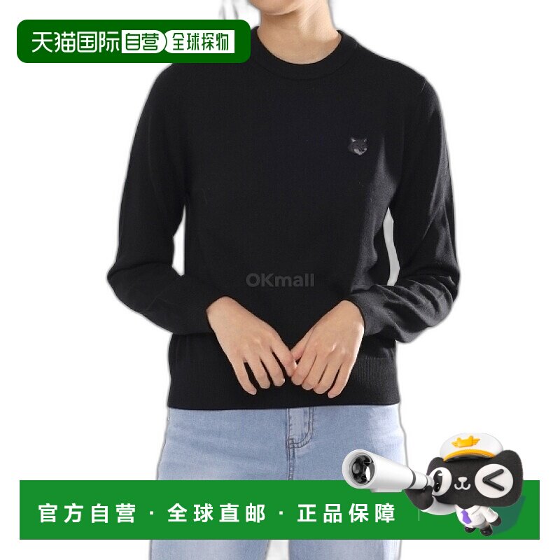 韩国直邮MAISON KITSUNE狐狸头贴片常规圆领针织跳线