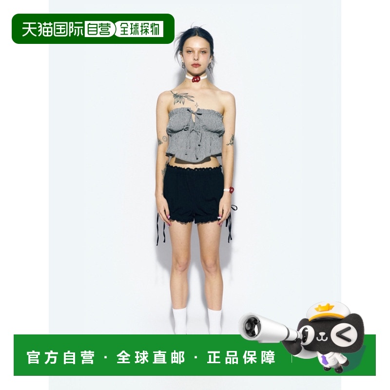 韩国直邮ASIF CALIE 女士雪纺衫CA24BBL007BK GINGHAM CHECK SLEEV