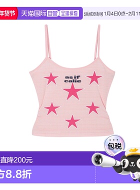 韩国直邮AS IF CALIE女士吊带衫CA25ASL004PKF SHIRRING STAR SLEE