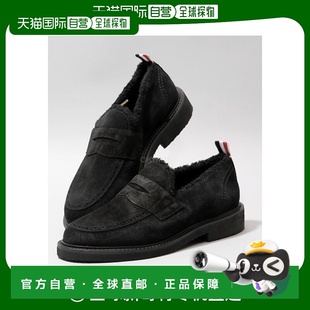 韩国直邮Thom Browne Penny Loafer 剪羊毛衬里,小牛皮麂皮绉纱