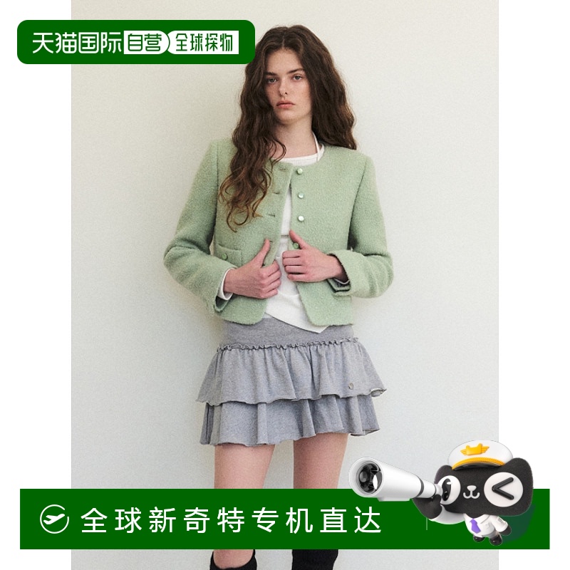 韩国直邮ETMON女士运动茄克/外套JK240TFF21 Button Pointed Twee