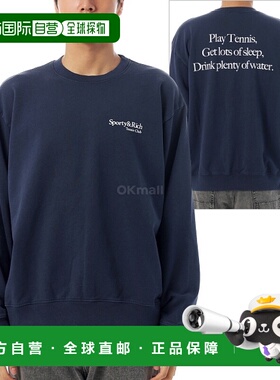 韩国直邮Sporty&Rich Play Tennis 圆领衫 - 海军蓝/白色 (ST0716