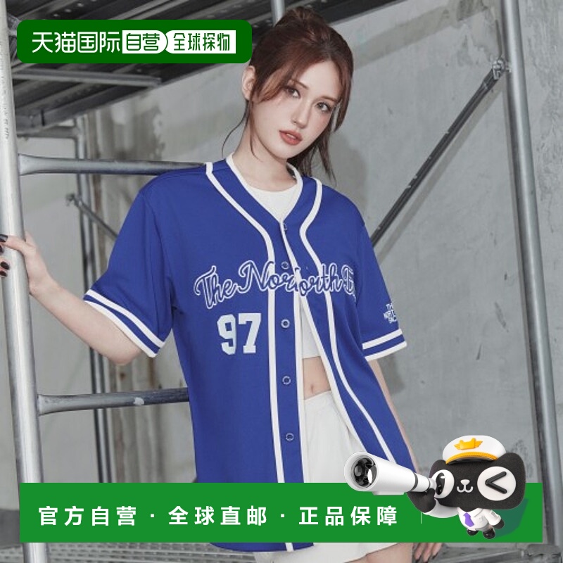 韩国直邮北面THE NORTH FACE TNF CREW V领字母单排扣短袖针织衫