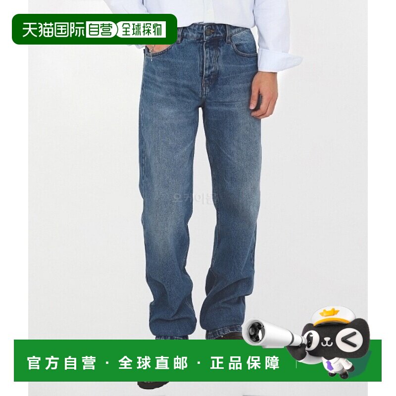 韩国直邮Ami艾秘休闲裤男女款蓝色牛仔复古直筒宽松百搭舒适柔软