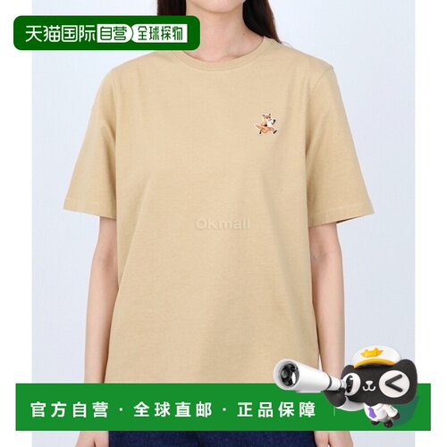 韩国直邮MAISON KITSUNE 速狐贴片舒适T恤 男女通用 宽松型 短袖