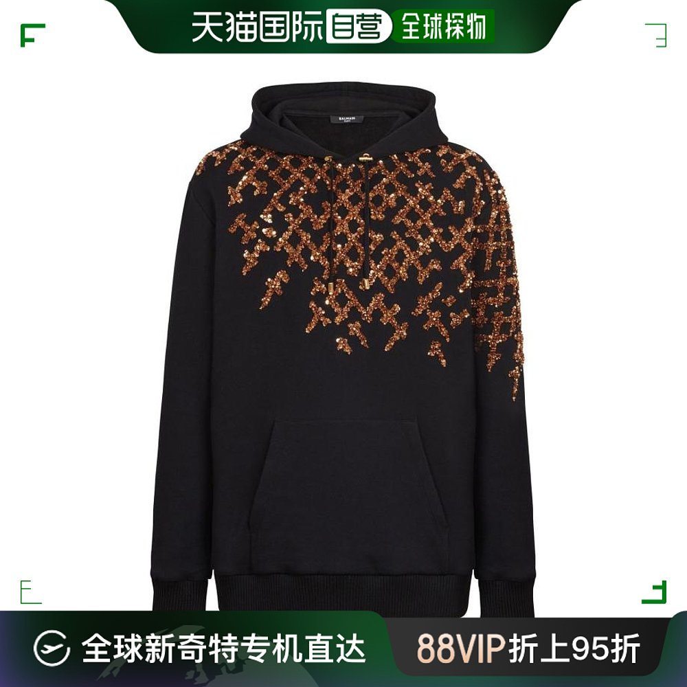 韩国直邮BALMAIN23SS连帽衫连帽卫衣男AH0JT046PB73EAD NOIR OR