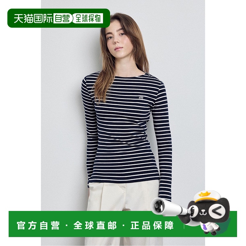 韩国直邮SJYP [SJYP] 船领条纹 T 恤 (PW2E1TTO611NDN)