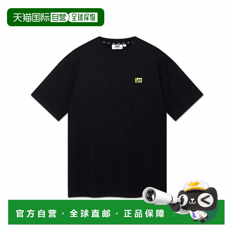 韩国直邮Lee 绘画图案圆领宽松短袖T恤 男女同款 黑色新款纯棉