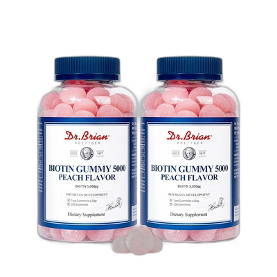 韩国直邮Dr.Brian布莱恩博士生物素Biotin软糖100粒*2瓶装蜜桃味