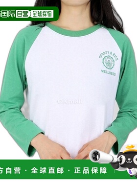 韩国直邮Sporty&Rich Emblem 棒球T恤 - 白色/绿色长袖