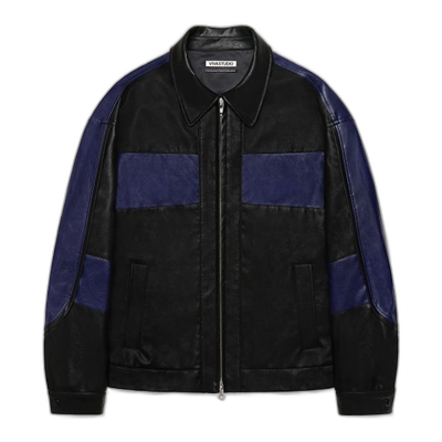 韩国直邮VIVASTUDIO 男士男皮衣VEGAN LEATHER MIX JACKET [BLACK