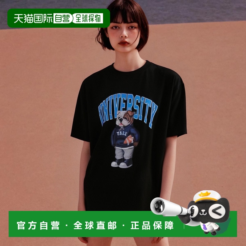 韩国直邮YALE (23SS) UNIVERSITY DAN TEE BLACK / BLUET恤YC2SS0