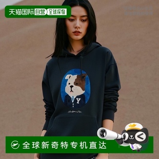 韩国直邮YALE Like 1小时内可退 Dan 百 学院风连帽衫 _海军蓝时尚