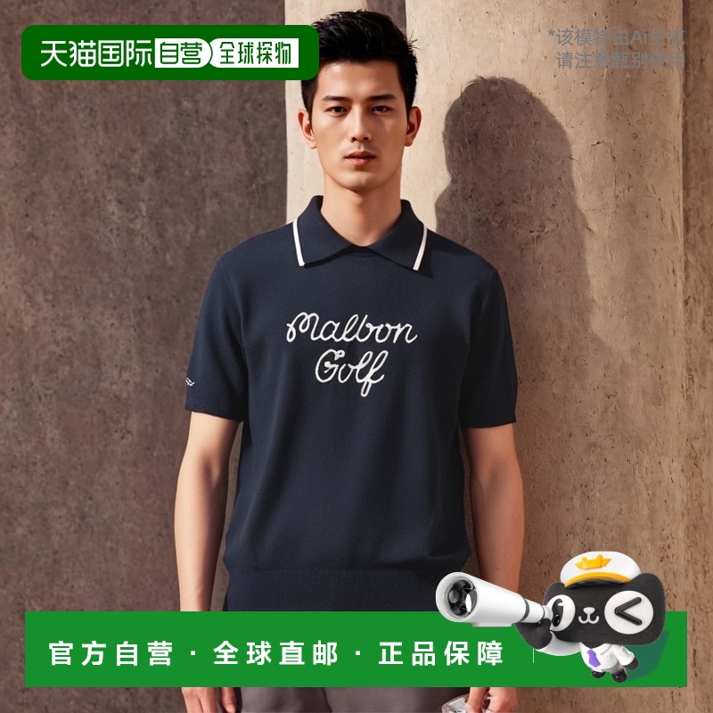 韩国直邮MALBON GOLF男士男针织M4322PKT13NVY HALF SLEEVE COLLA