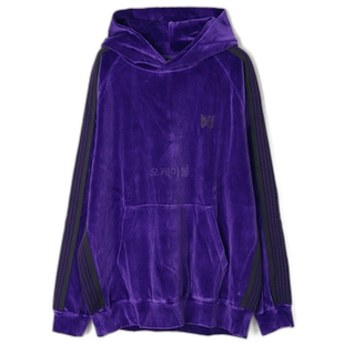 韩国直邮NEEDLES C/Pe 丝绒紫色运动帽衫 NS252 连帽拉链款高档
