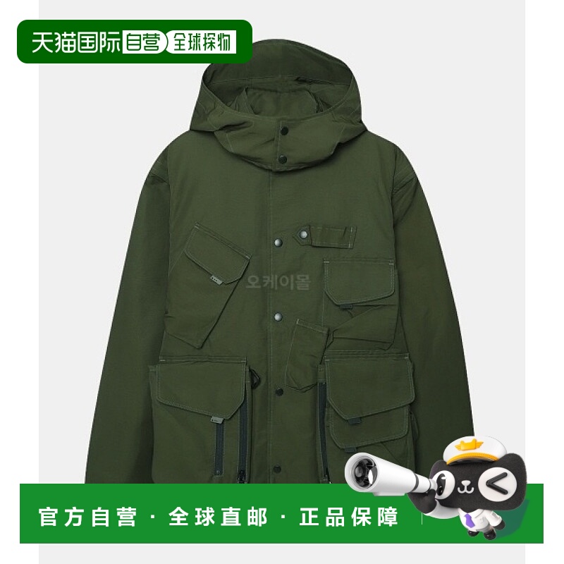 韩国直邮South2 West8连帽夹克外套绿色简约多口袋时尚休闲百搭