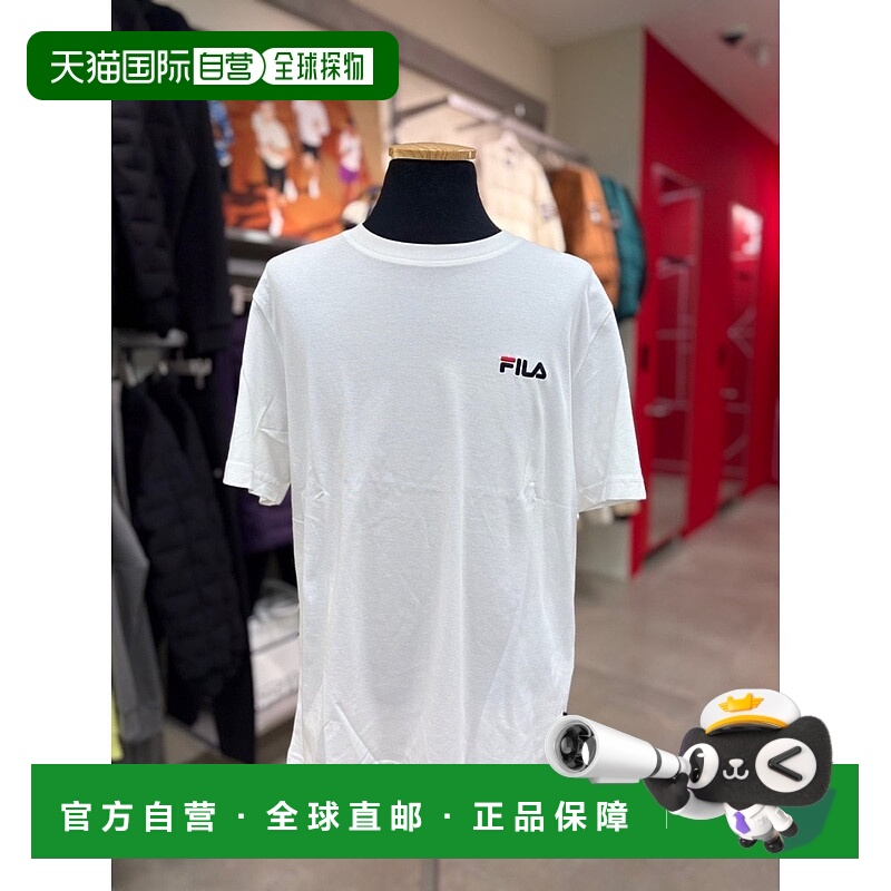 韩国直邮FILA [商店] 惠拉 FS2RS2112X OWH Uni 线性小徽标短袖 T