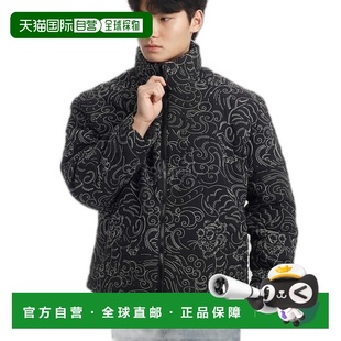 韩国直邮KENZO祥云纹印花高龄羽绒服男款黑色拉链长袖外套秋冬