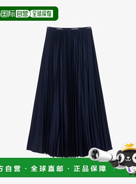 韩国直邮LACOSTE (女装）25FW 深蓝色长褶裥聚酯长裙 JF1402-55N