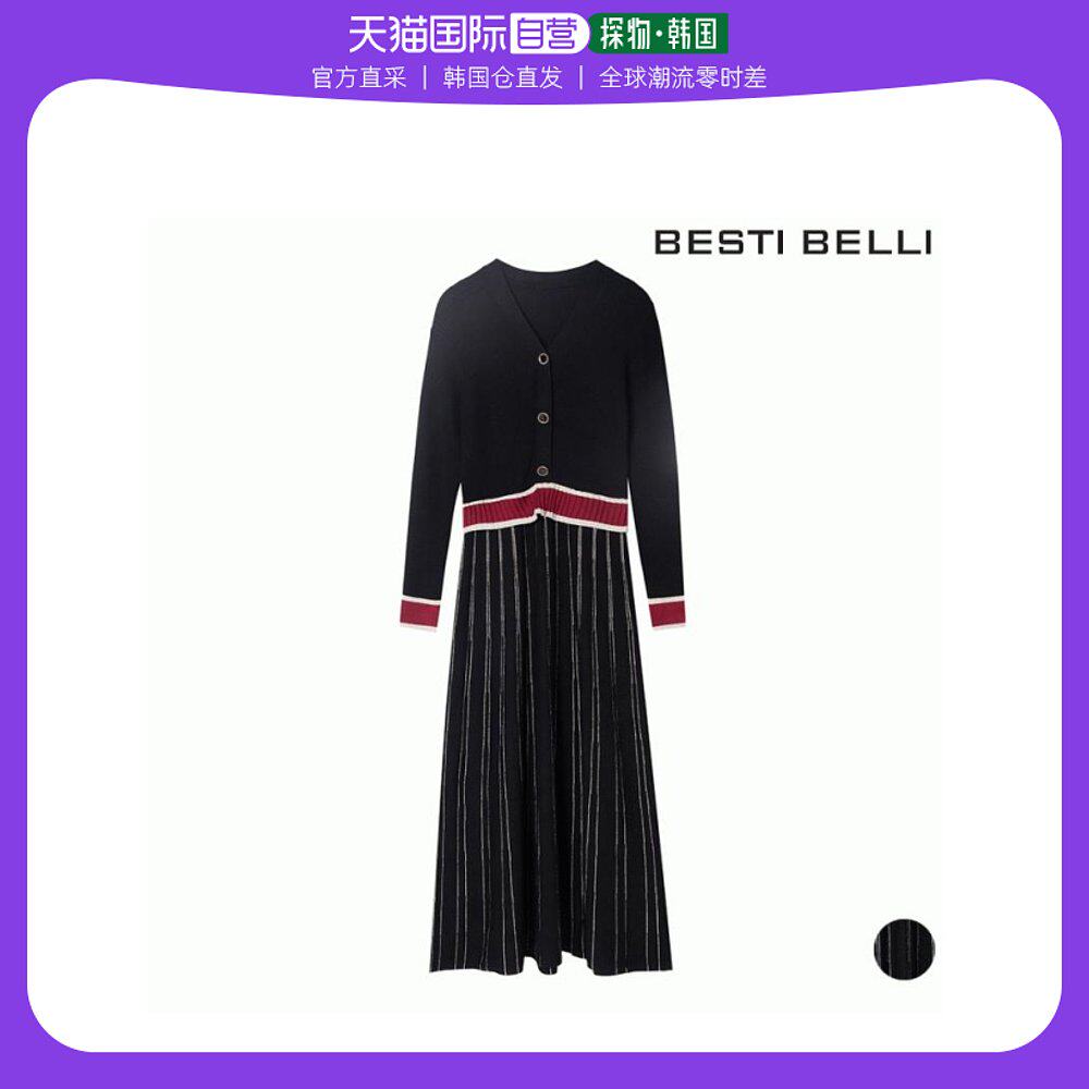 韩国直邮BESTIBELLI 连衣裙 [VESTIBELLY] V领 扣子 针织衫 连衣_