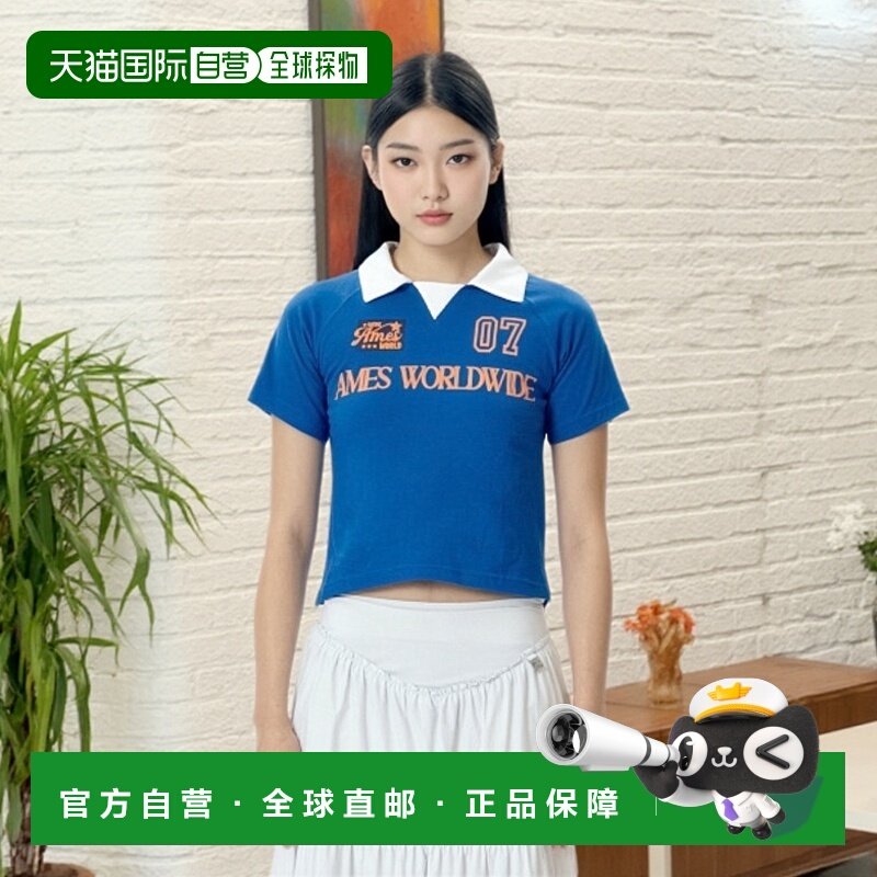 韩国直邮Ames Worldwide 女士女装T恤SPORTY COLLAR TEE BLUE AM2E