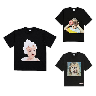 韩国直邮ADLV今日宜加油王鹤棣Lisa同款男女圆领纯棉宽松短袖