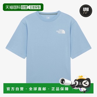 NORTH 男女同款 FACE T恤 冰蓝 徽标宽松套头短袖 韩国直邮北面THE