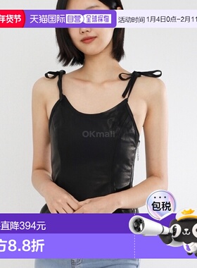 韩国直邮OUR LEGACY 无袖STRING TANK黑色皮革背心上衣 W2239SB