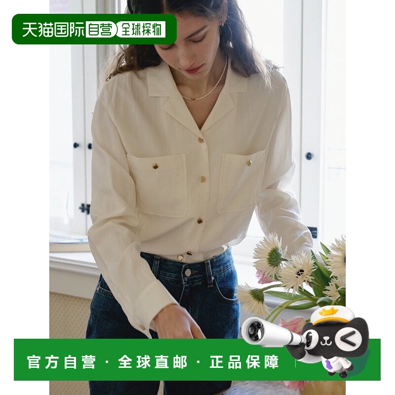 韩国直邮ANEDIT 女士Polo衫AN24ST1004IV Gold Button Open Collar