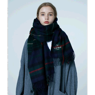 韩国直邮WAIKEI韩国小众设计师狗狗图案格子时尚披肩围巾YKFWAC06