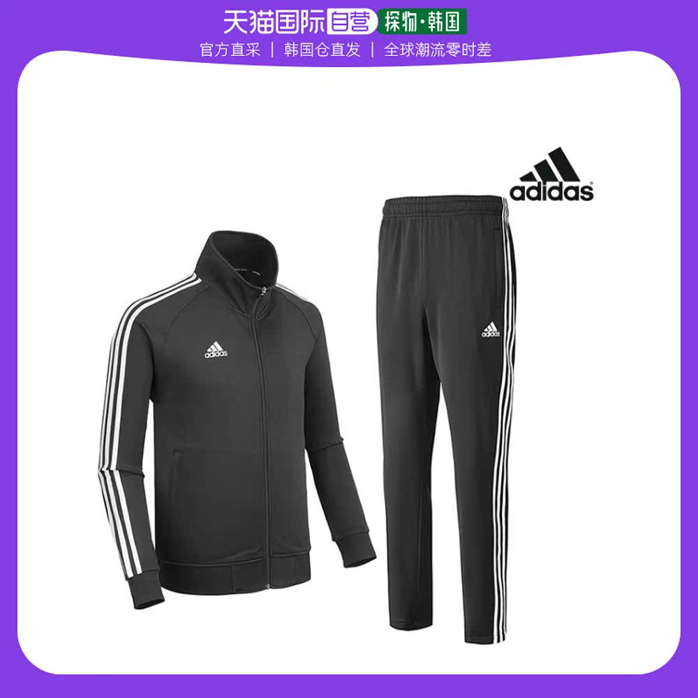 韩国直邮adidas 休闲运动套装 武术/运动服套装/tr10030/bk/wh/男
