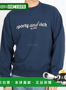 韩国直邮Sporty&Rich CRAW2316NA 坦克圆领毛衣 海军蓝/白色